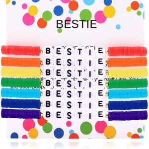 5for$10 Rainbow Heishi Surfer Bracelets Set Stackable Clay Beaded Bracelets Disc
